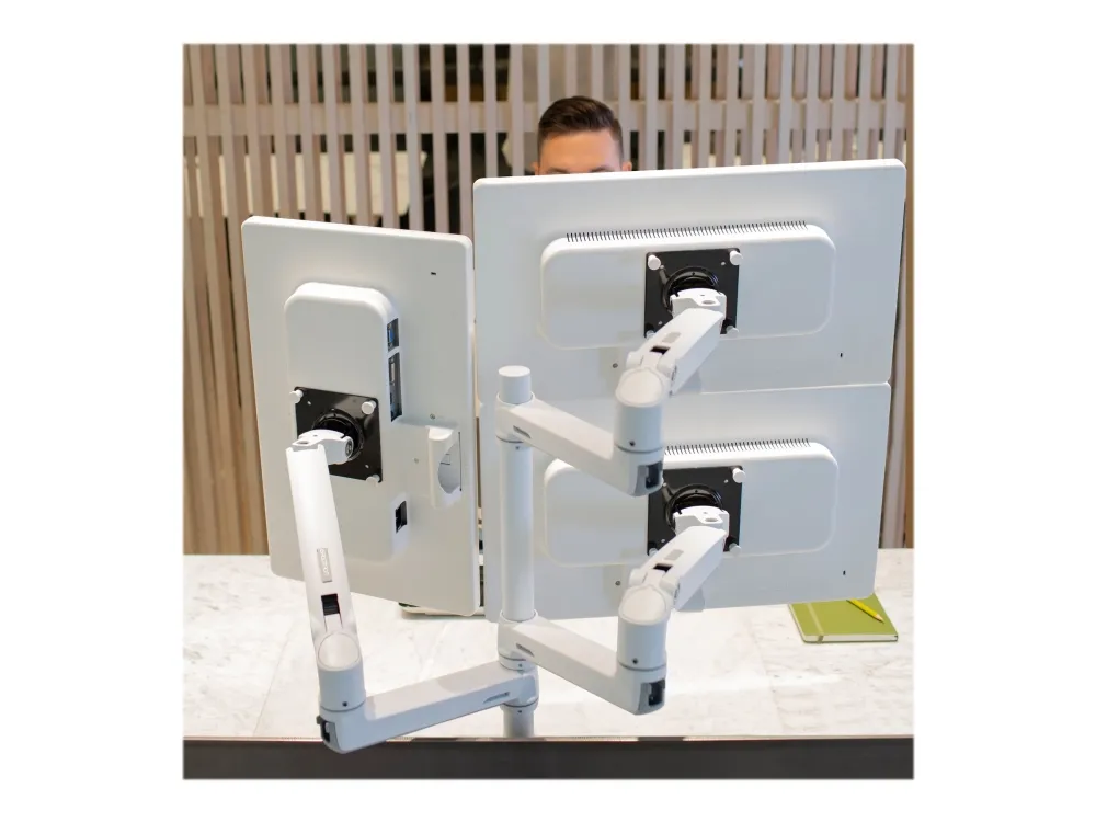 Ergotron LX Extension and Collar Kit - Komponenter til montering (drejelig arm, installations-hardware, hættedække, pælkrave) - for Monitor - hvid med grå nuancer - pælmontering - for P/N: 45-537-216