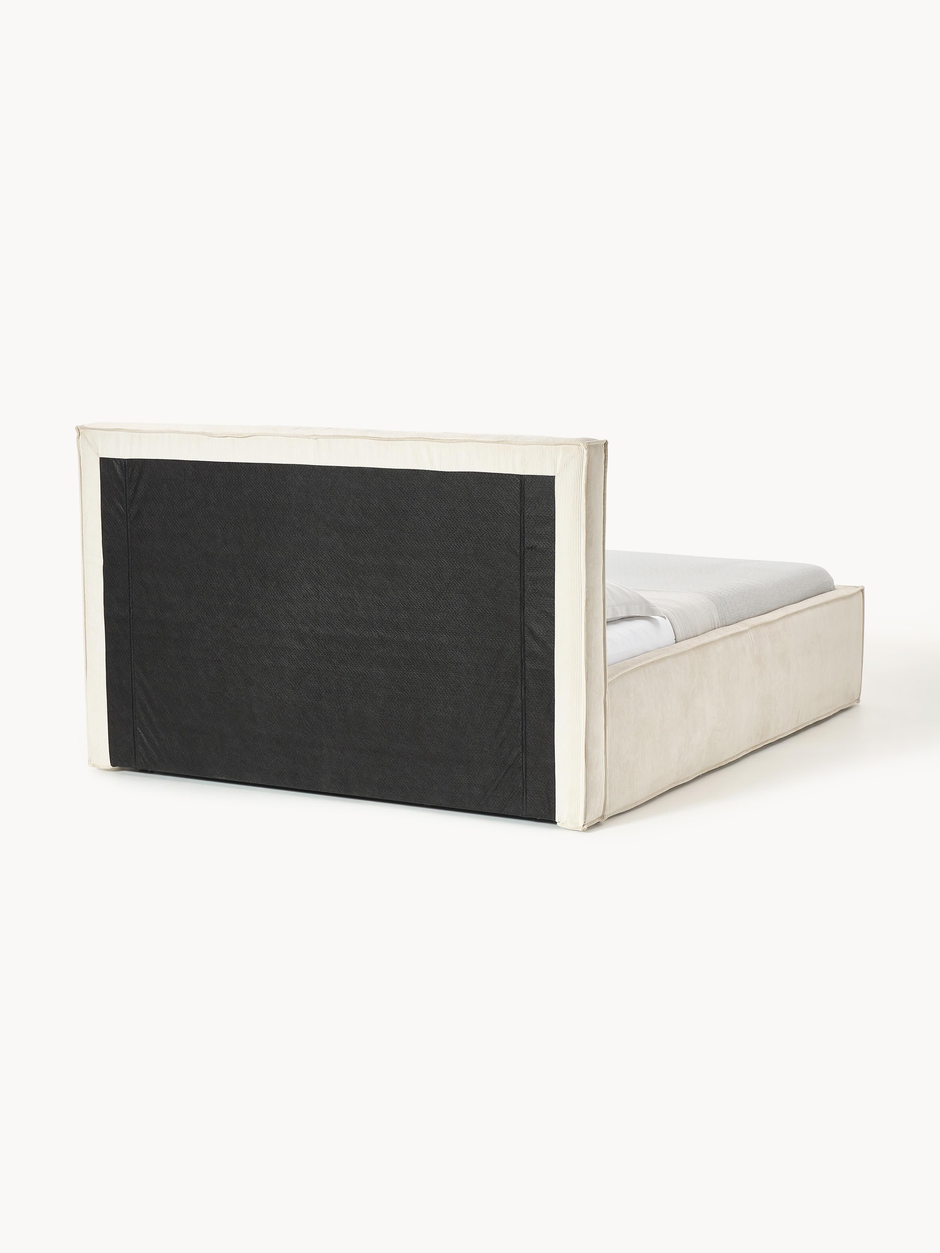 Ribfluwelen gestoffeerd bed Dream met opbergruimte