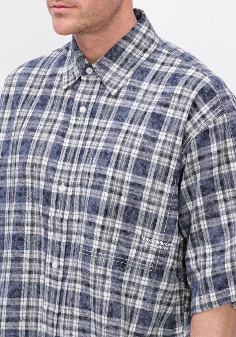 blauwe new amsterdam surf association casual overhemd wijk shirt short sleeves bleaches check