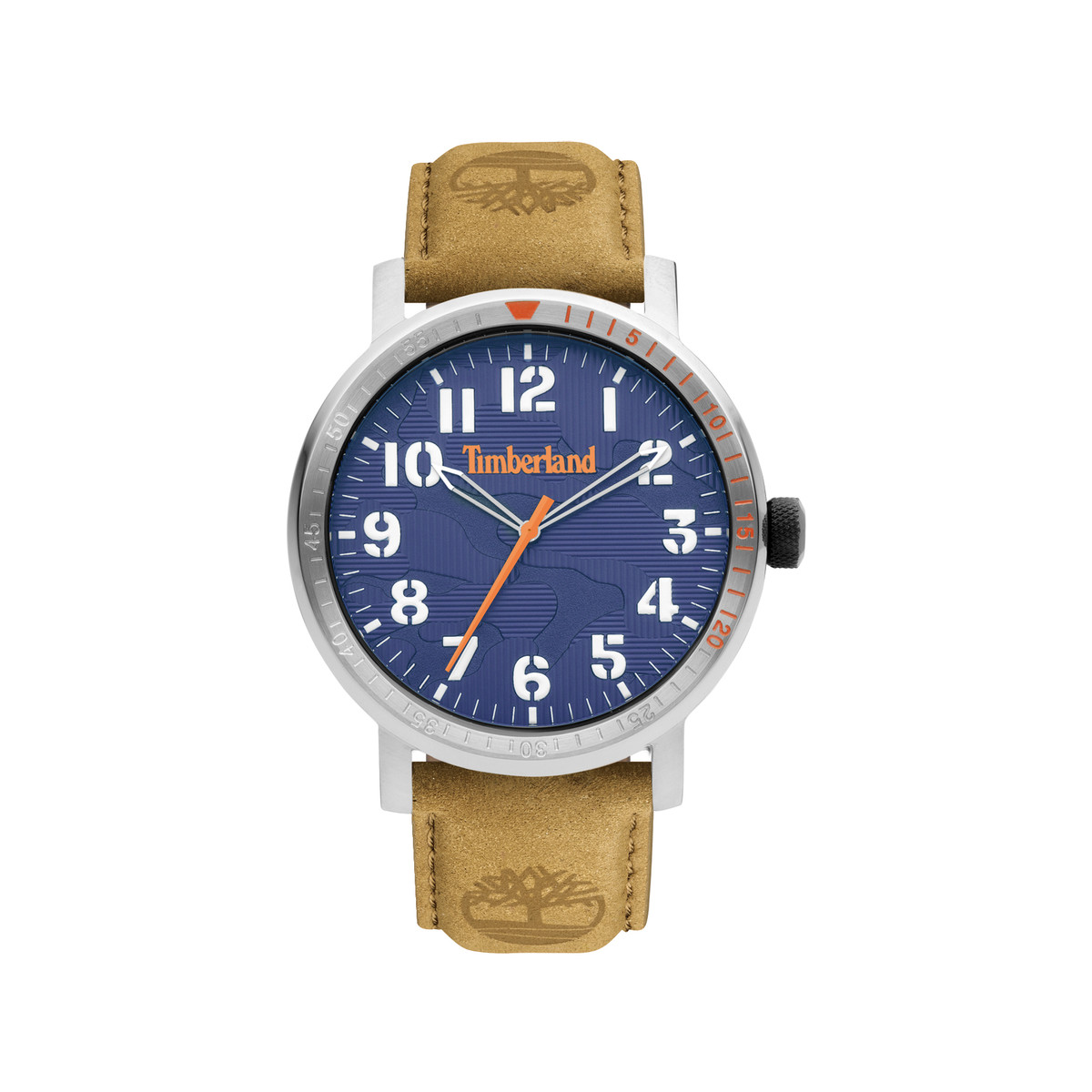 Montre Timberland homme acier  bracelet cuir marron