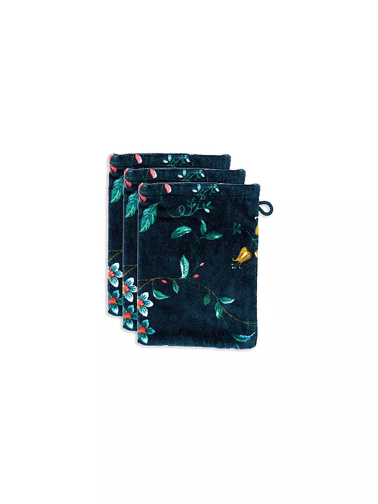 PIP STUDIO Waschhandschuh LES FLEURS 16x22cm D. Blau dunkelblau