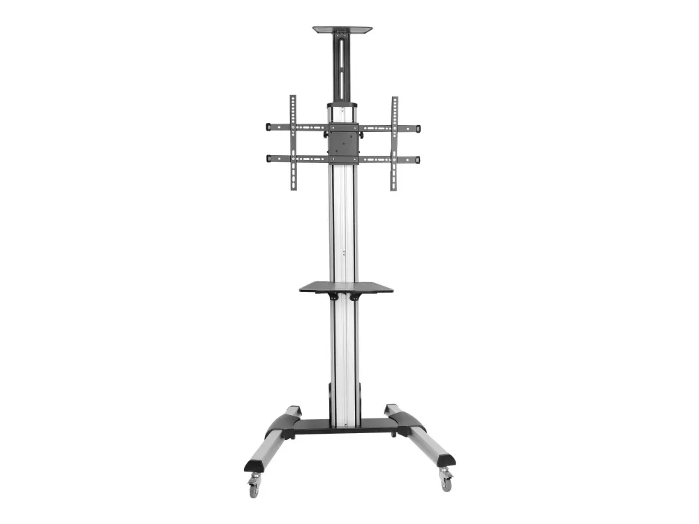 StarTech.com Heavy Duty Rolling Portable TV Cart Stand with Wheels - 32 to 75 inch - Adjustable Rotating Mobile Flat Panel Screen Mount (STNDMTV70) - Vogn med hjul - for fladt panel - plastik, aluminium, stål - sort, sølv - skærmstørrelse: 32