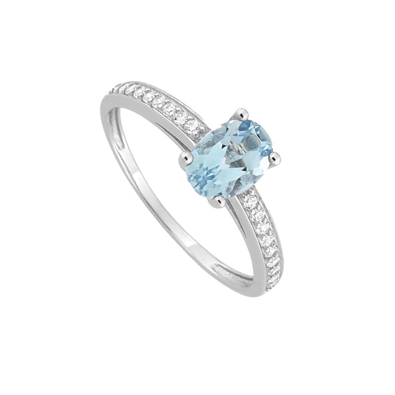 Bague femme - Topaze et Oxyde de zirconium - Or 9 Carats