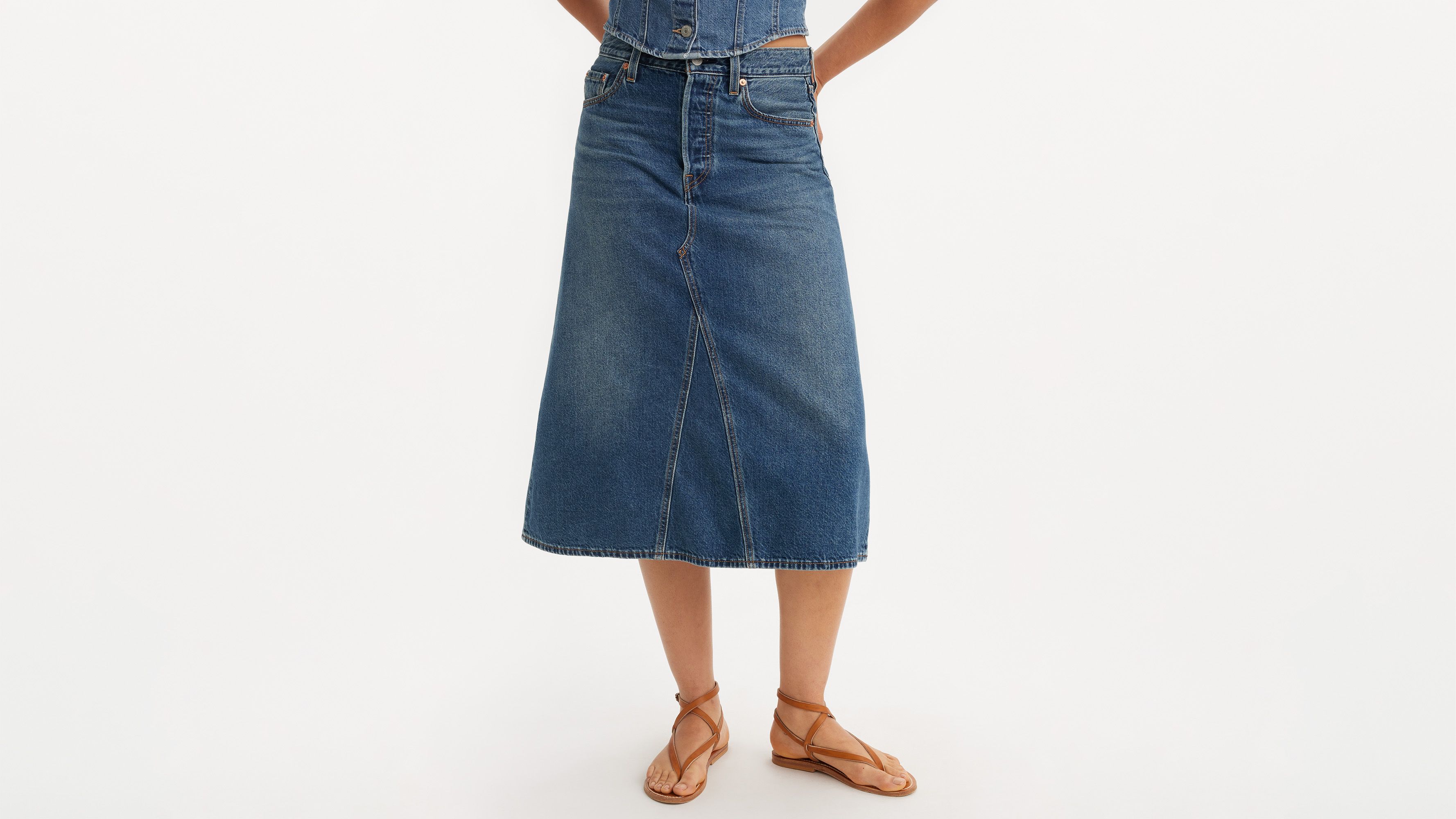 Jupe coupe en A taille haute Decon - Mid Morning - Bleu