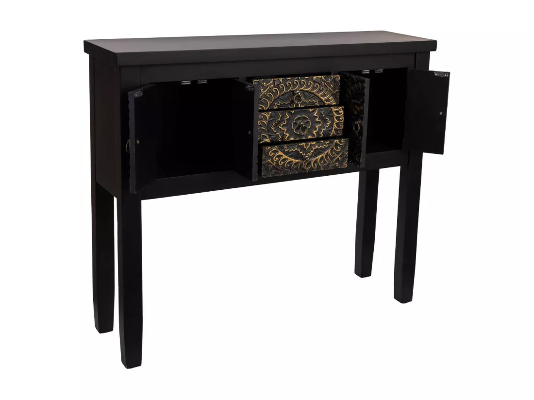 Récepteur en bois avec 3 tiroirs et 4 portes 95x26x80