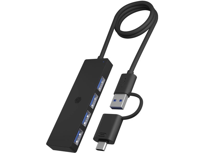 ICY BOX USB-Hub IB-HUB1424-C3 4-Port 4-Port Hub mit USB Type-C und Type-A Host-Anschluss