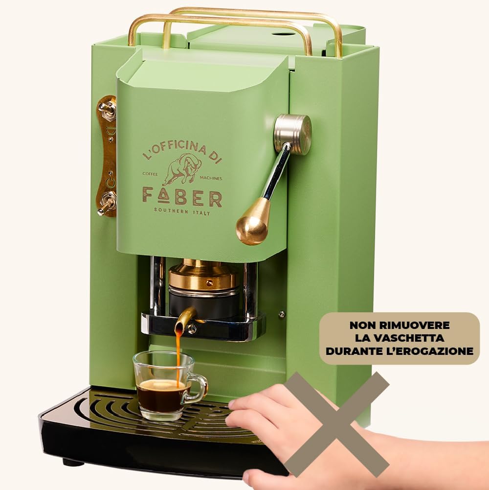 FABER COFFEE MACHINES | Modèle Pro Total Inox Deluxe | Machine à café à dosettes ese 44mm | Pressacialda en laiton réglable | électrovanne de série (laiton)