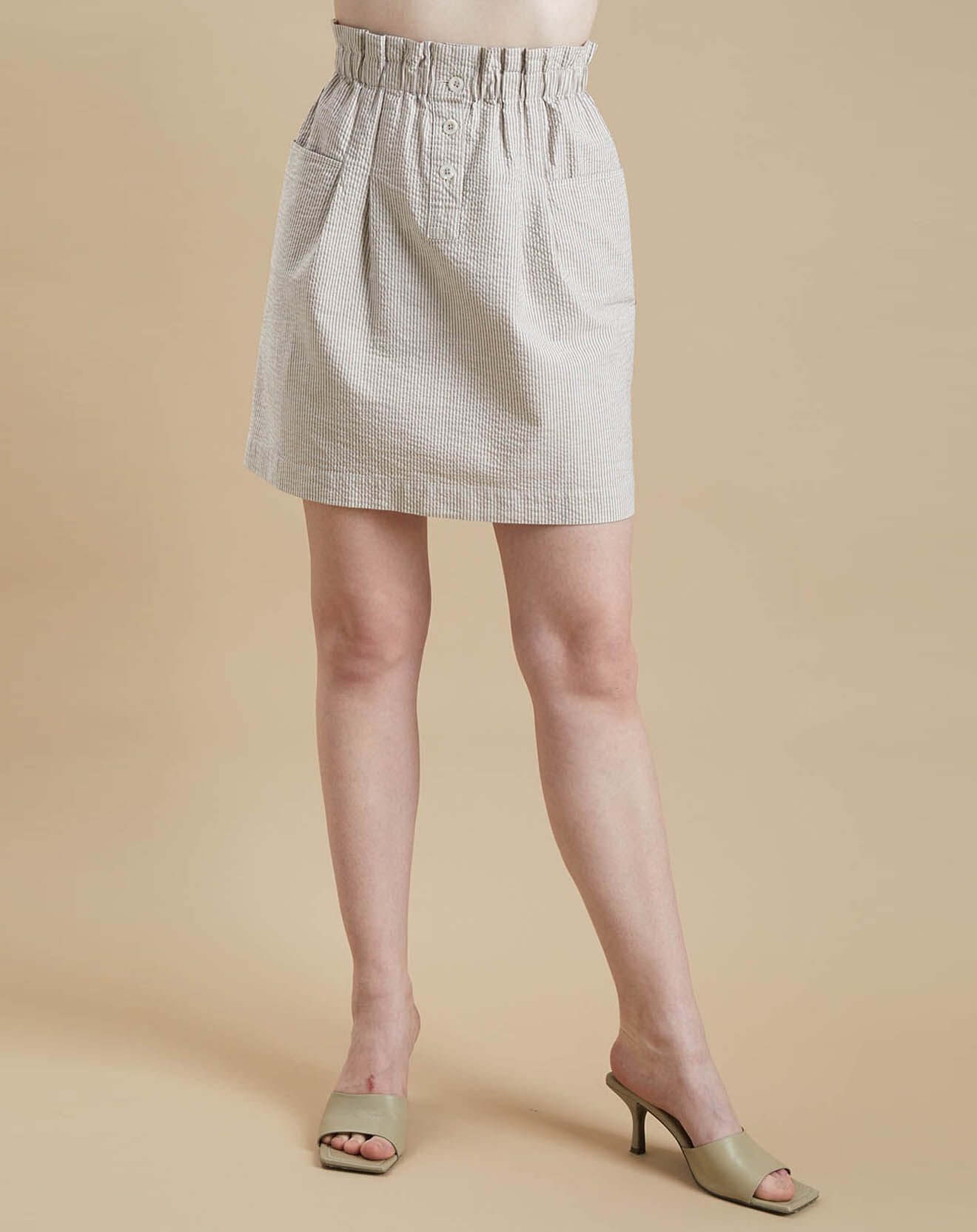 Bellerose Jupe Avery fines rayures écrue