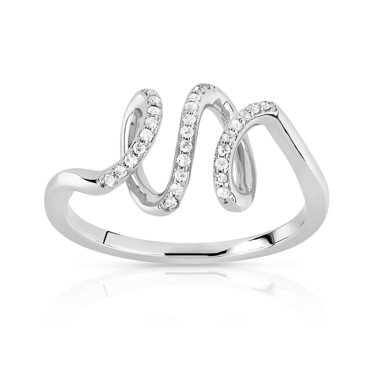 Bague or 375 blanc diamant