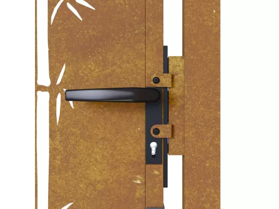Portail de jardin 105x130 cm acier corten design de bambou