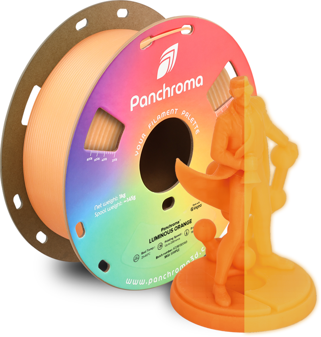 Polymaker  Panchroma™ PLA Luminous Orange, 1,75 mm / 1000 g    Faszinierender Glow in the Dark Effekt in Orange