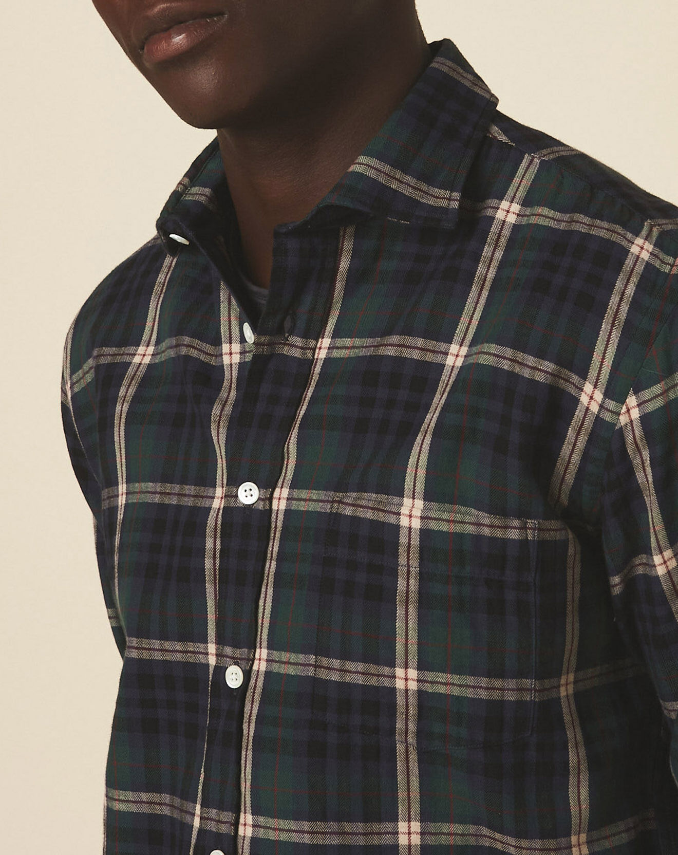 Hartford Chemise regular Paul à carreaux navy/indigo/vert