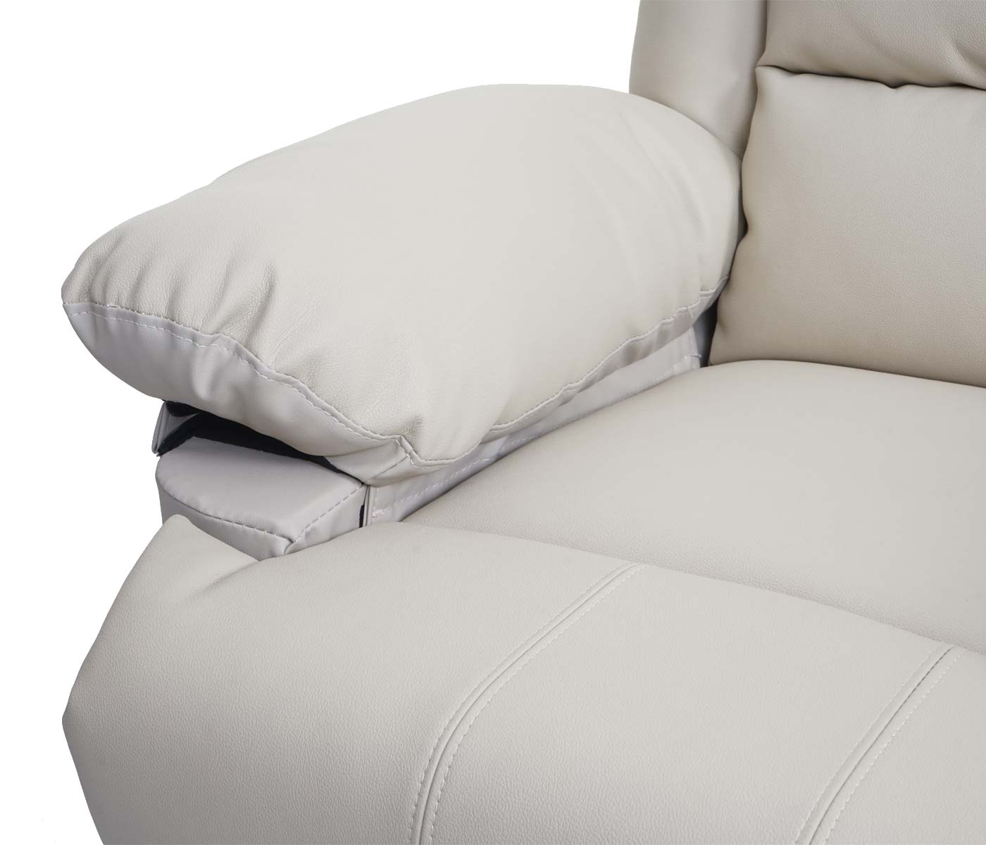 Fernsehsessel MCW-G15, Relaxsessel Liege Sessel, Leder + Kunstleder 101x87x100cm ~ creme