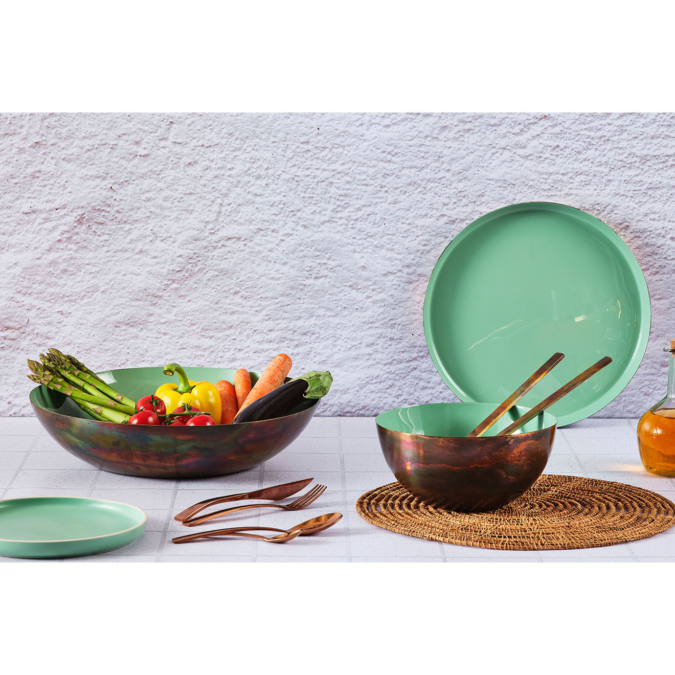 Bjorn Plateau de service en métal Jade - D.20 cm