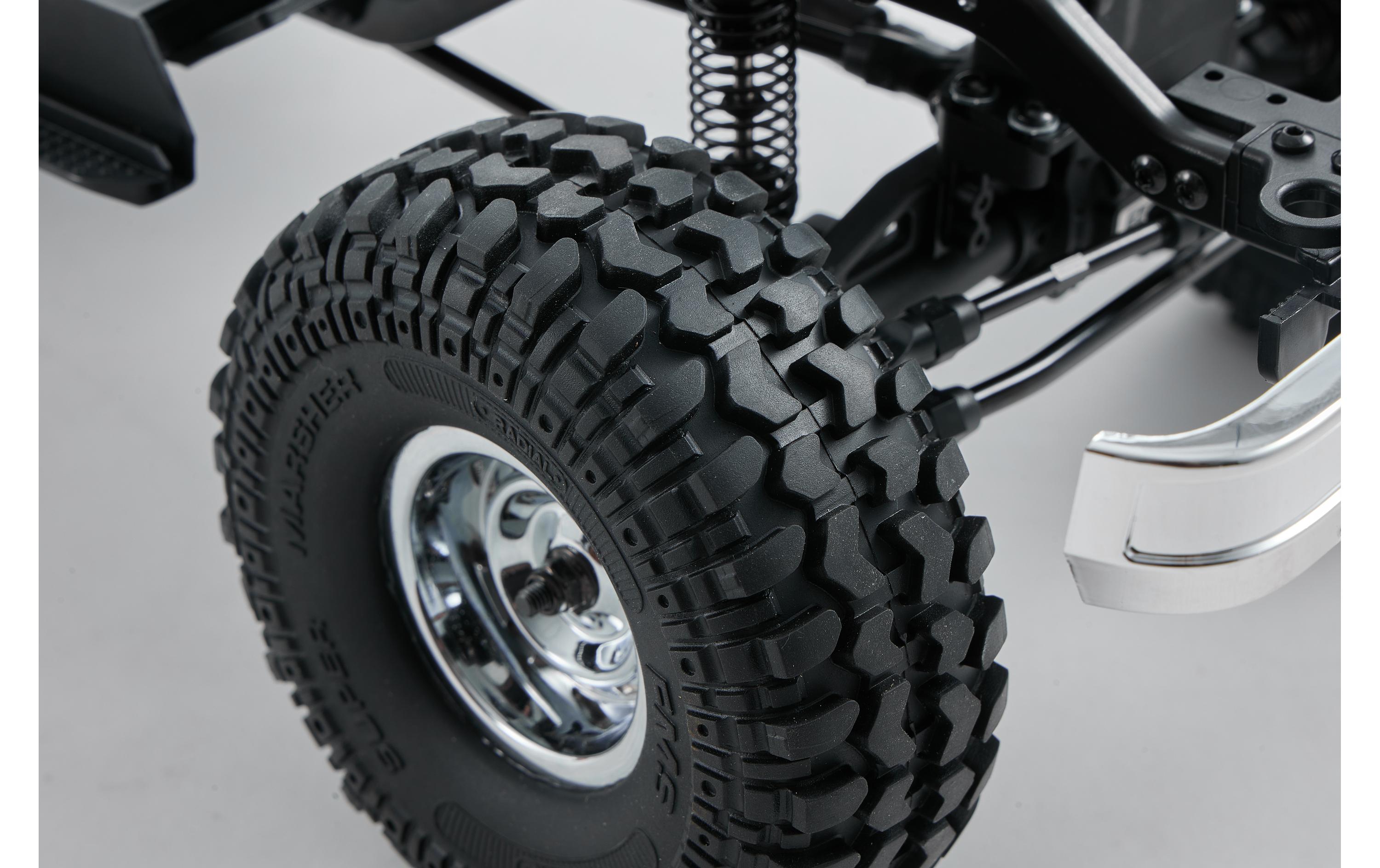 Scale Crawler FCX10 Chevrolet K5 Blazer Schwarz, ARTR, 1:10<br>Rock Crawler mit detaillierter Chevrolet Blazer Karosserie, 2-Gang Getriebe udn Differentialsperren