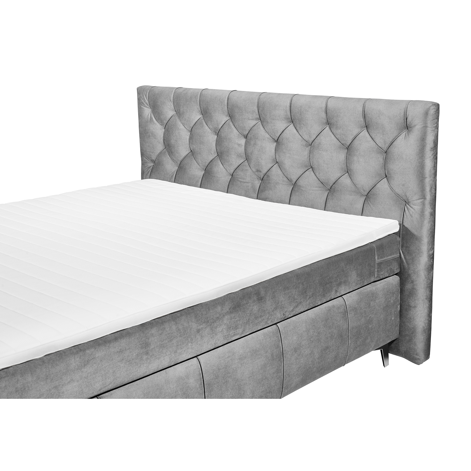 Boxspringbett - grau - Tonnentaschenfederkern - H2 - 160x200 cm
