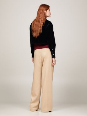 Camisa cropped de veludo jeans Crest