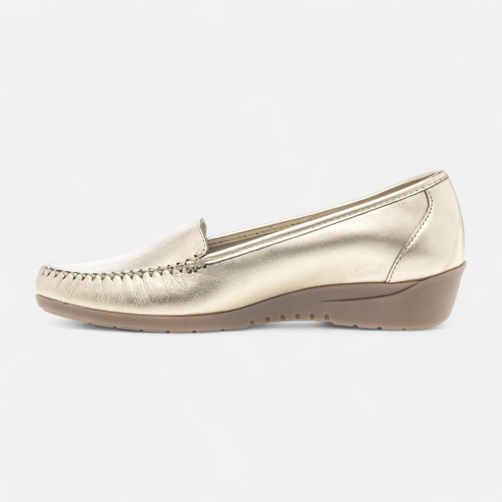 Mocassins pieds sensibles Femme en cuir or