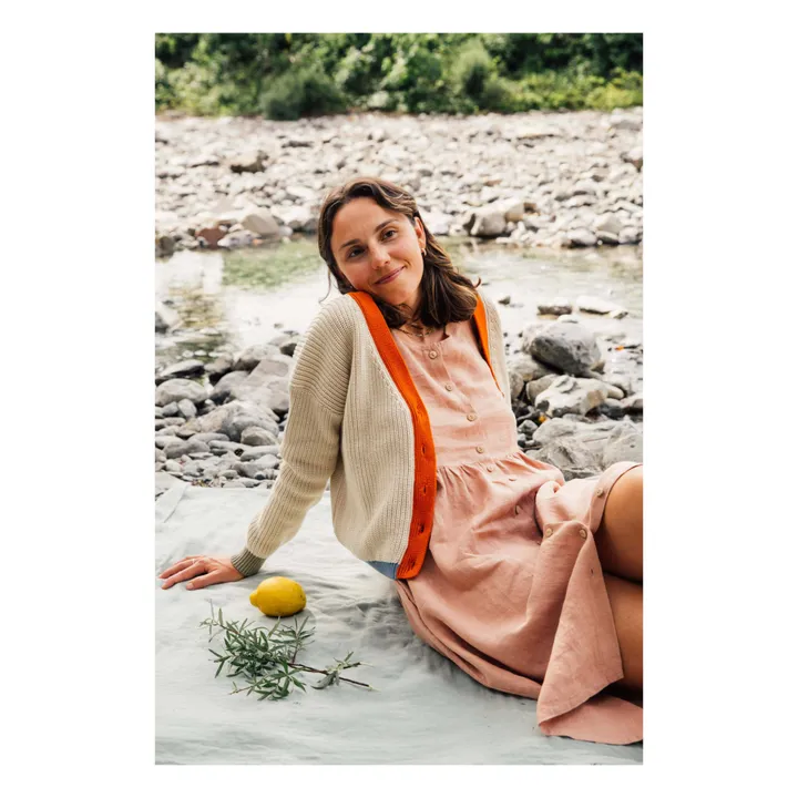 Matona Cardigan Color Block Coton Bio | Beige
