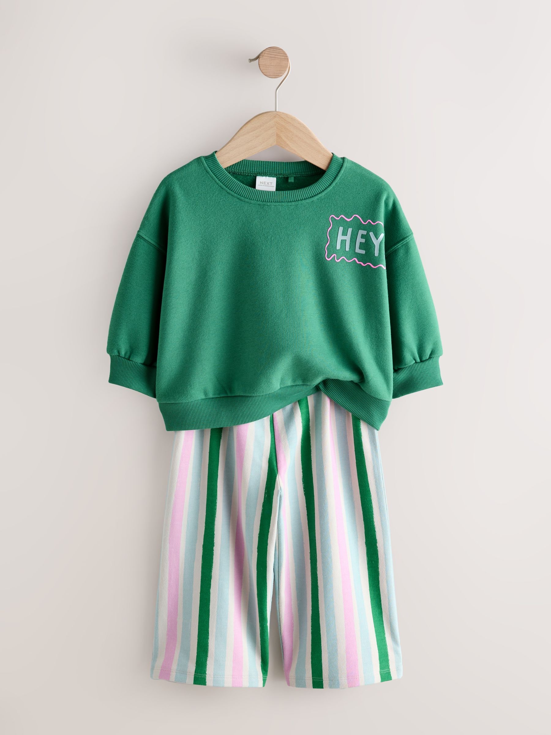 Groen/roze - Set van 2 tops en broeken (3mnd -7jr)