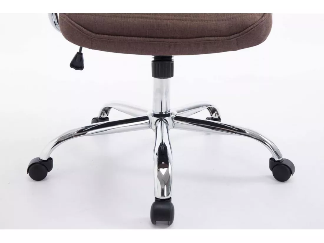 Chaise de bureau - Tissu & Métal chromé - Marron - Rako