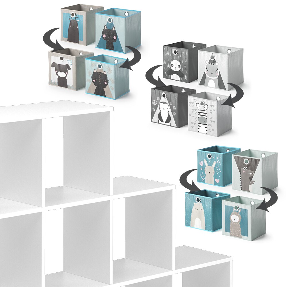 Vicco Treppenregal Raumteiler Bücherregal Weiß 9 Fächer Regal Kinder-Faltboxen