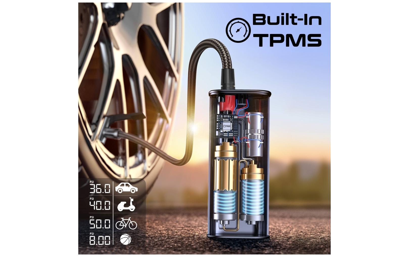 Luftkompressor PowerPump Portabler 10.3 barTragbarer Luftkompressor mit 150PSI und TPMS-Funktion