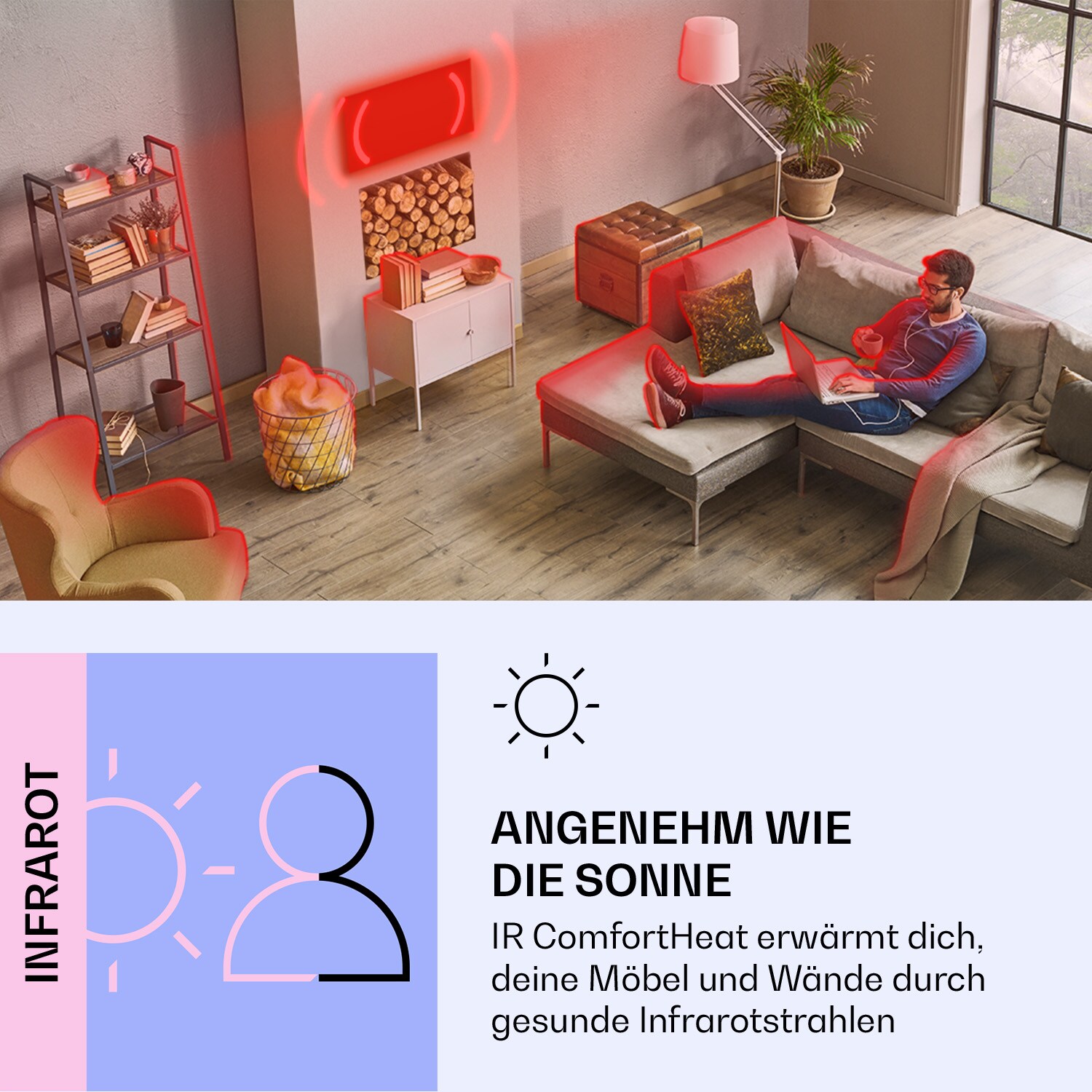 Wondersky Decken-Infrarotheizstrahler 2-er Set 350W 60x6,5x60 cm IP44 350 W