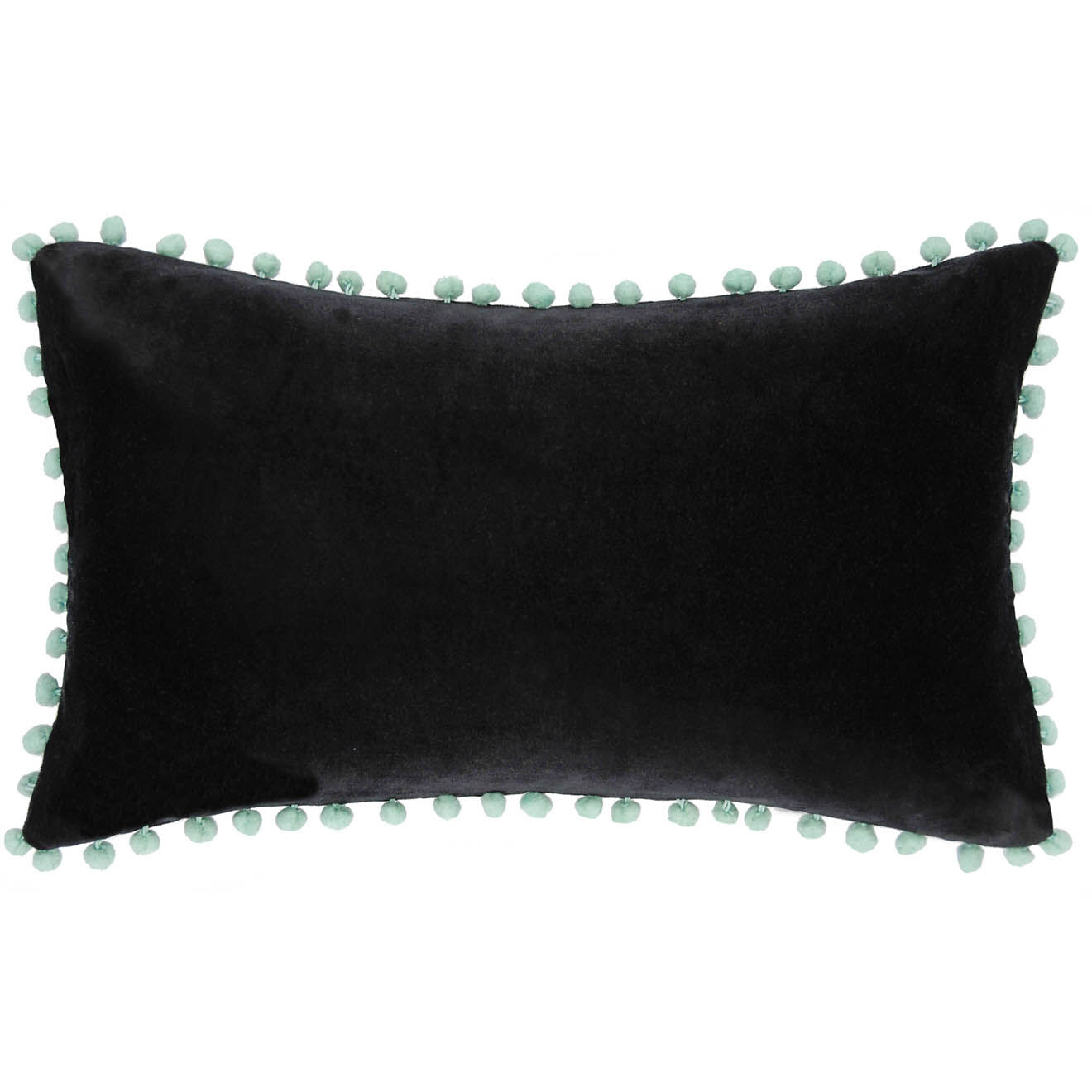 Febronie Housse de coussin en Velours Avoriaz noir délavé/céladon - 50x30 cm