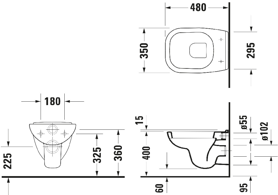 Duravit D-Code compact toilet diepspoel wit glans