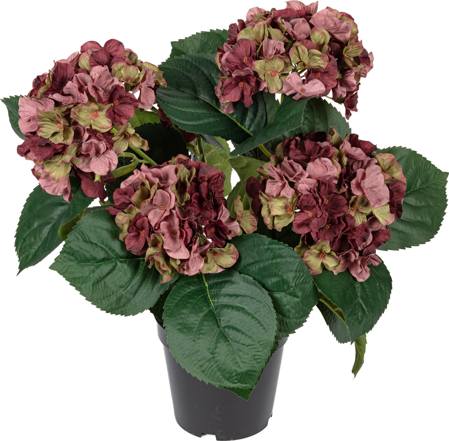 Louis Maes kunstplant Hortensia groen rood 52 cm
