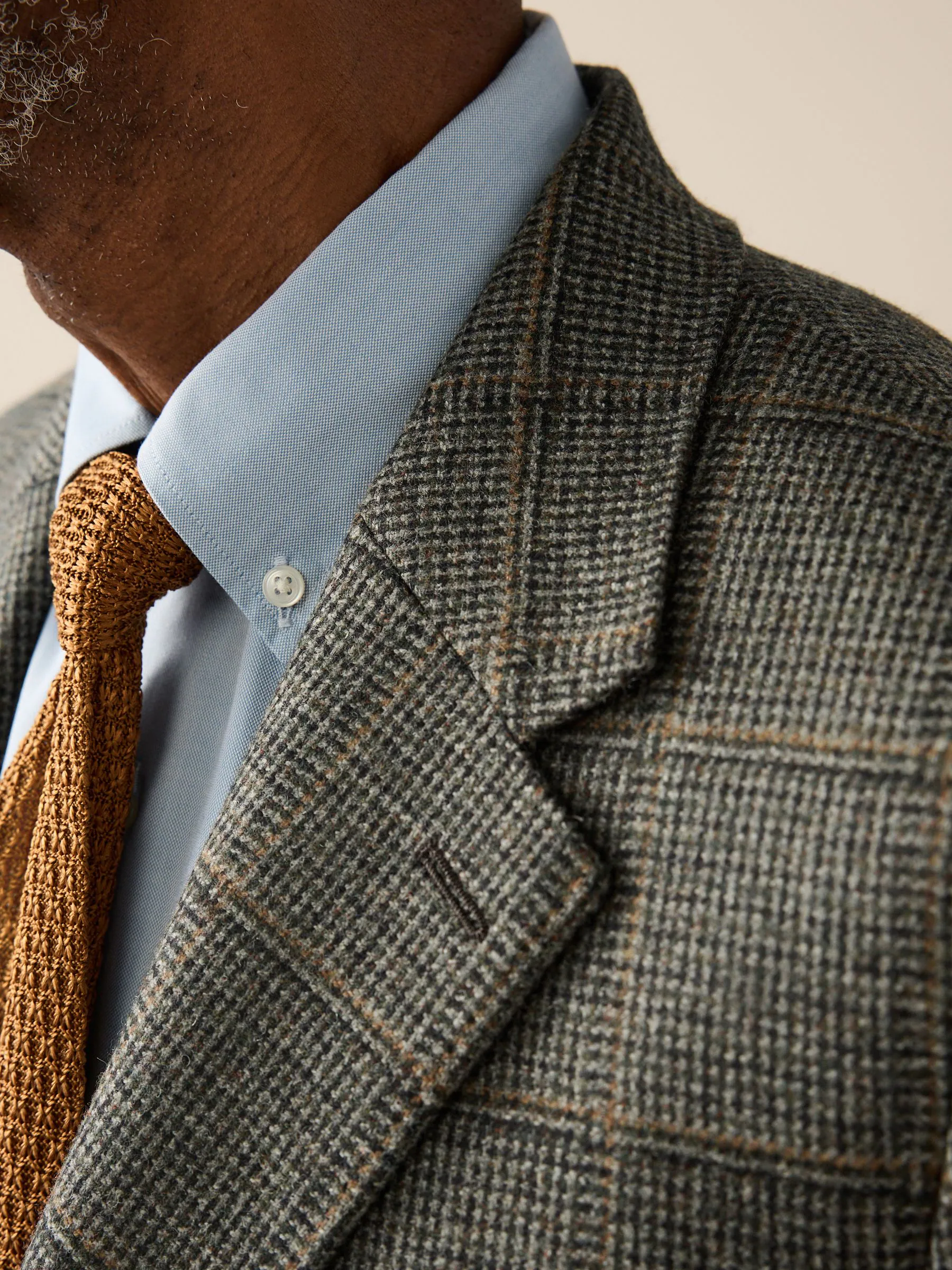 Groen - Regular Fit Signature Abraham Moon 100% Wool Tweed Check Suit Jacket