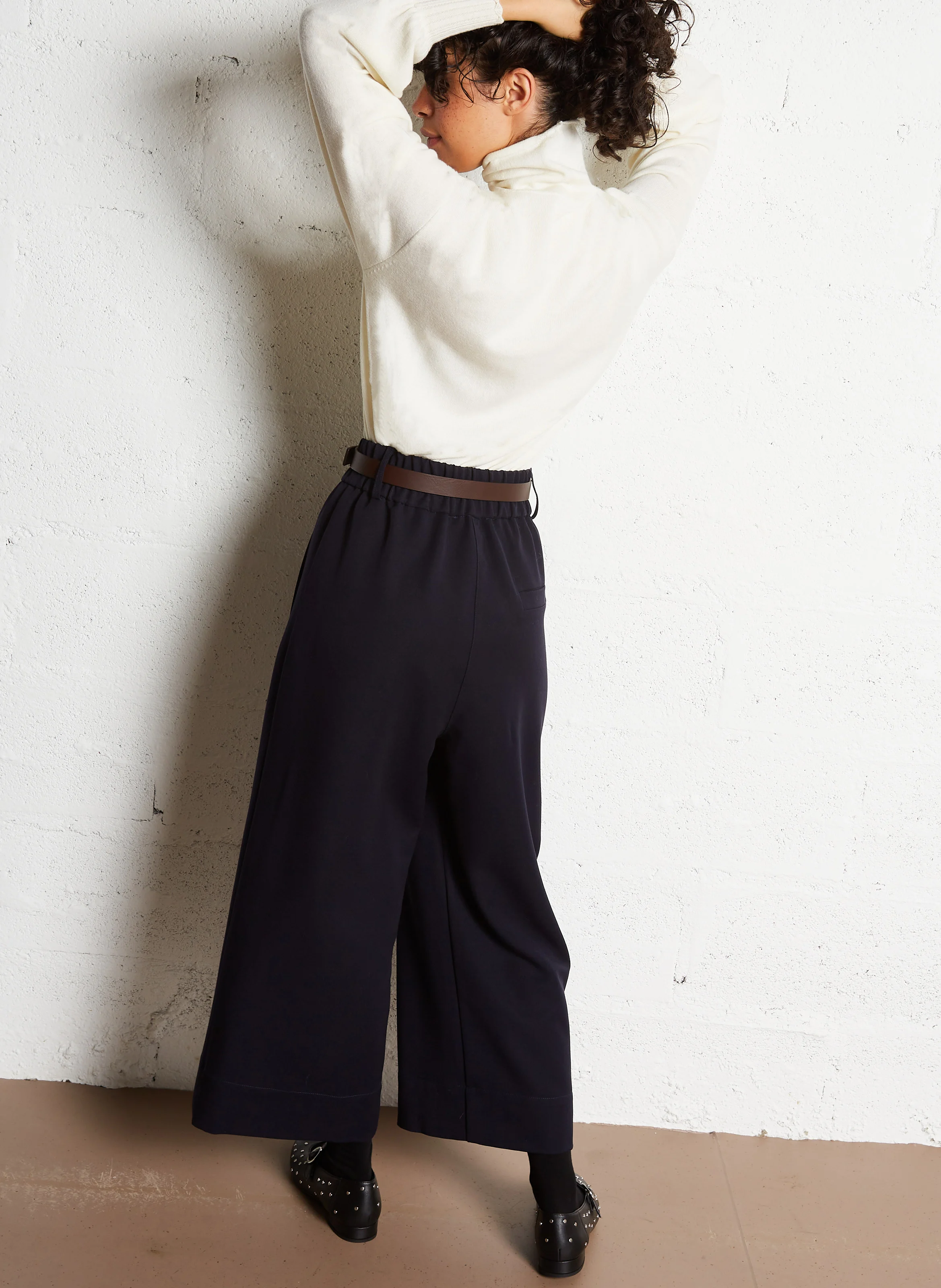 ARMONIE - Pull col montant en laine | Beige