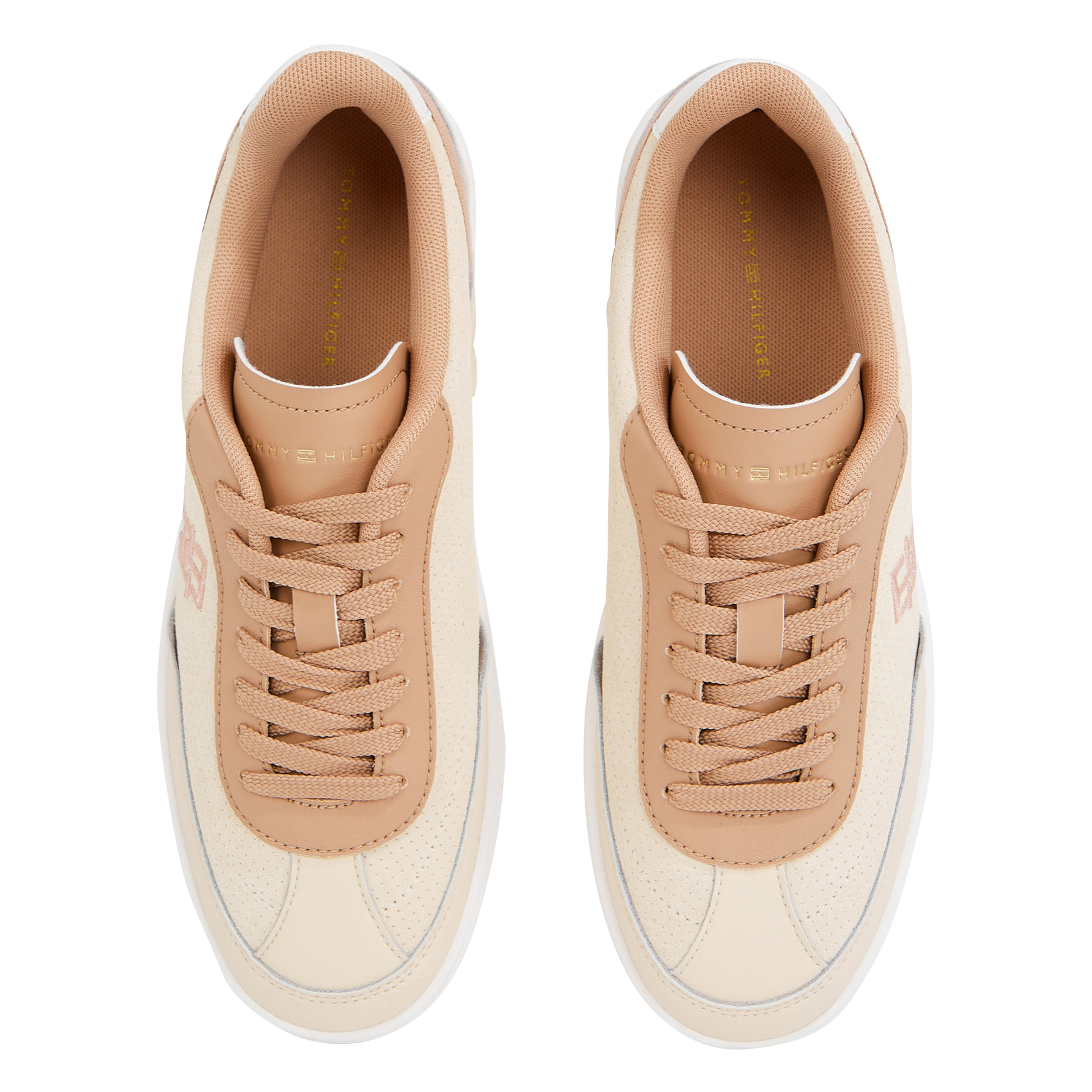 Baskets basses en cuir mélangé | Beige
