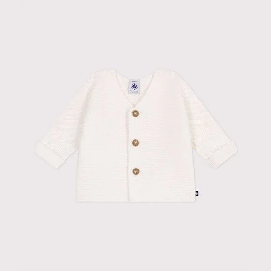 Cardigan tricot point mousse en coton   Blanc Marshmallow        de               Petit Bateau