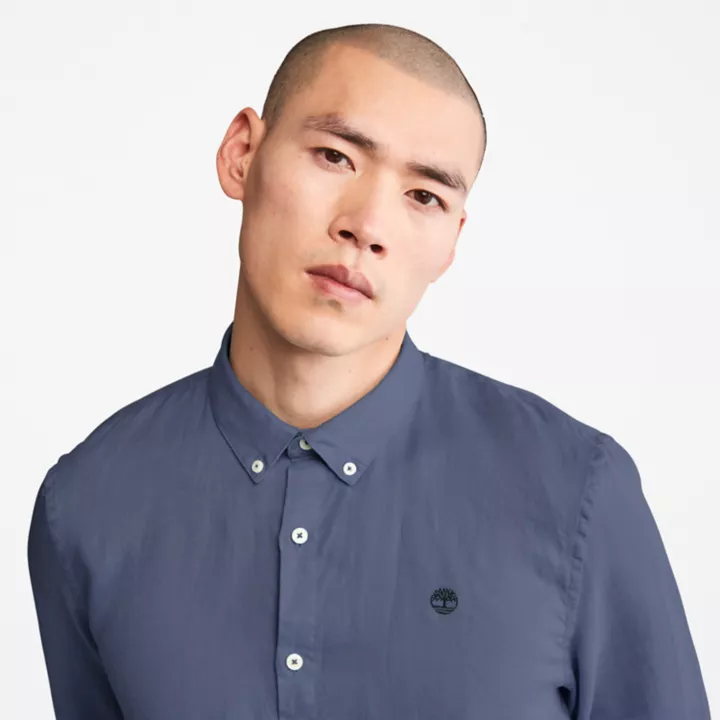 Chemise en lin Mill Brook pour homme en bleu
