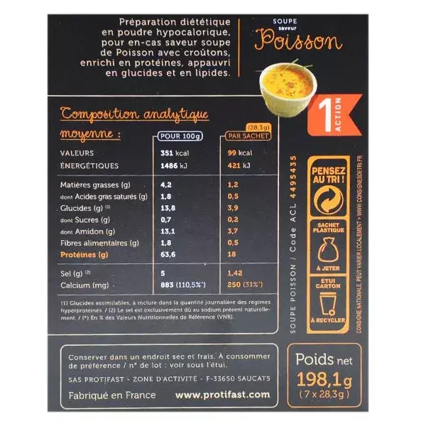 Protifast Soupe Hyperprotéinée Soupe de Poisson 7 sachets