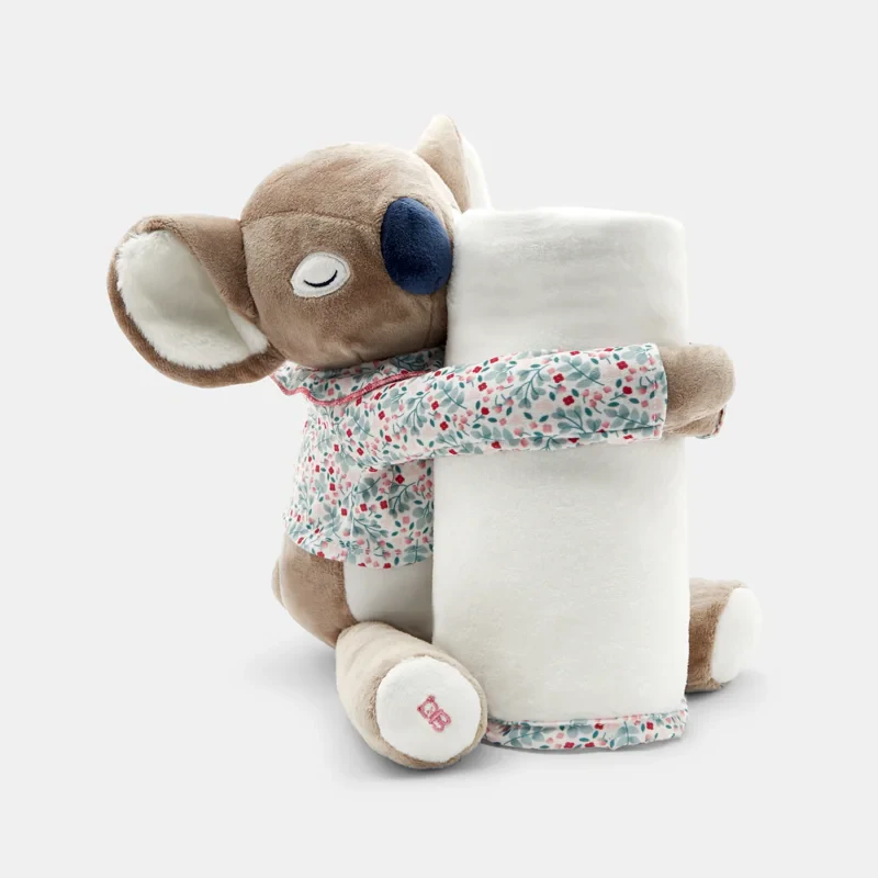 Doudou koala et plaid polaire blanc bébé naissance Blanc