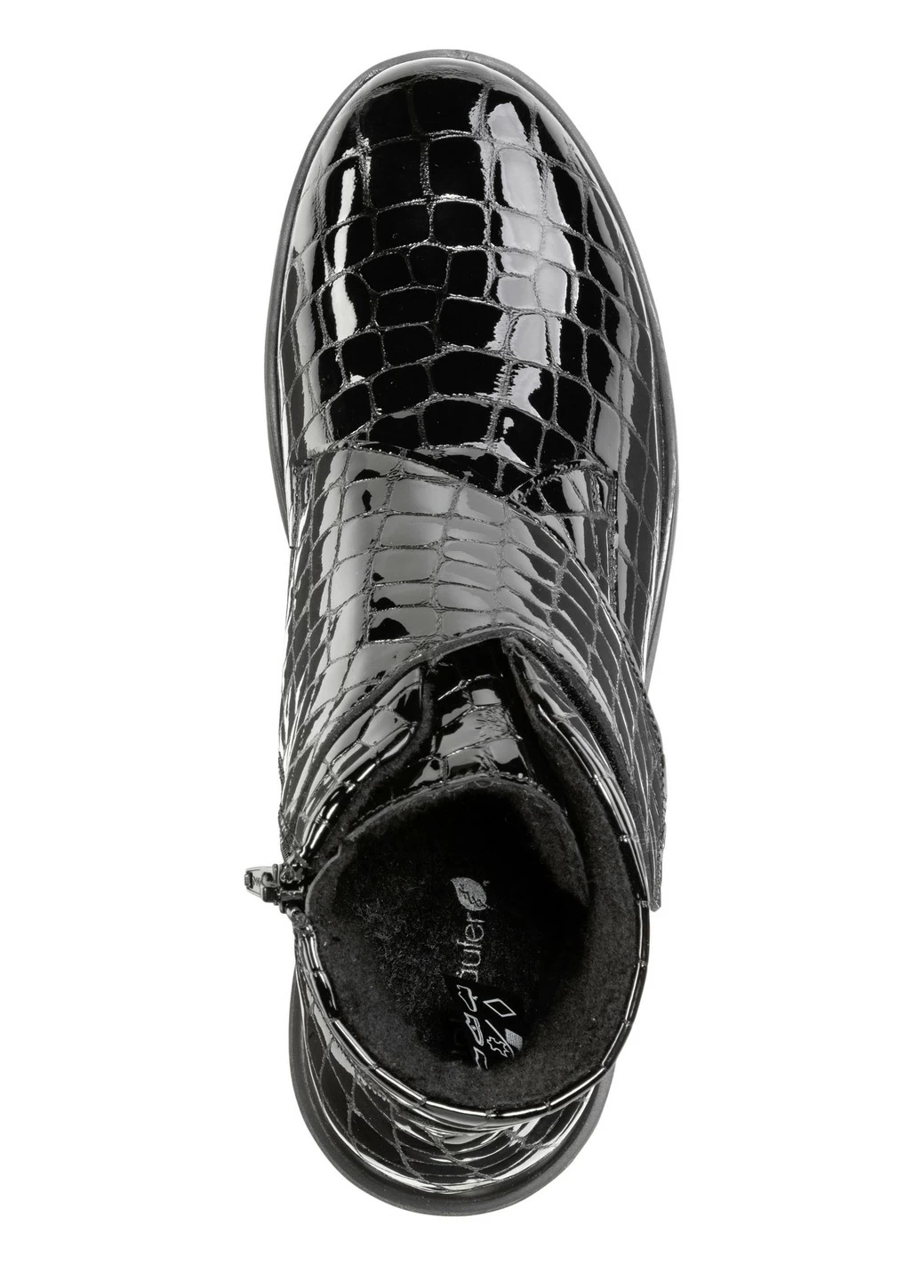 Waldläufer Bootie aus krokogeprägtem Lackleder