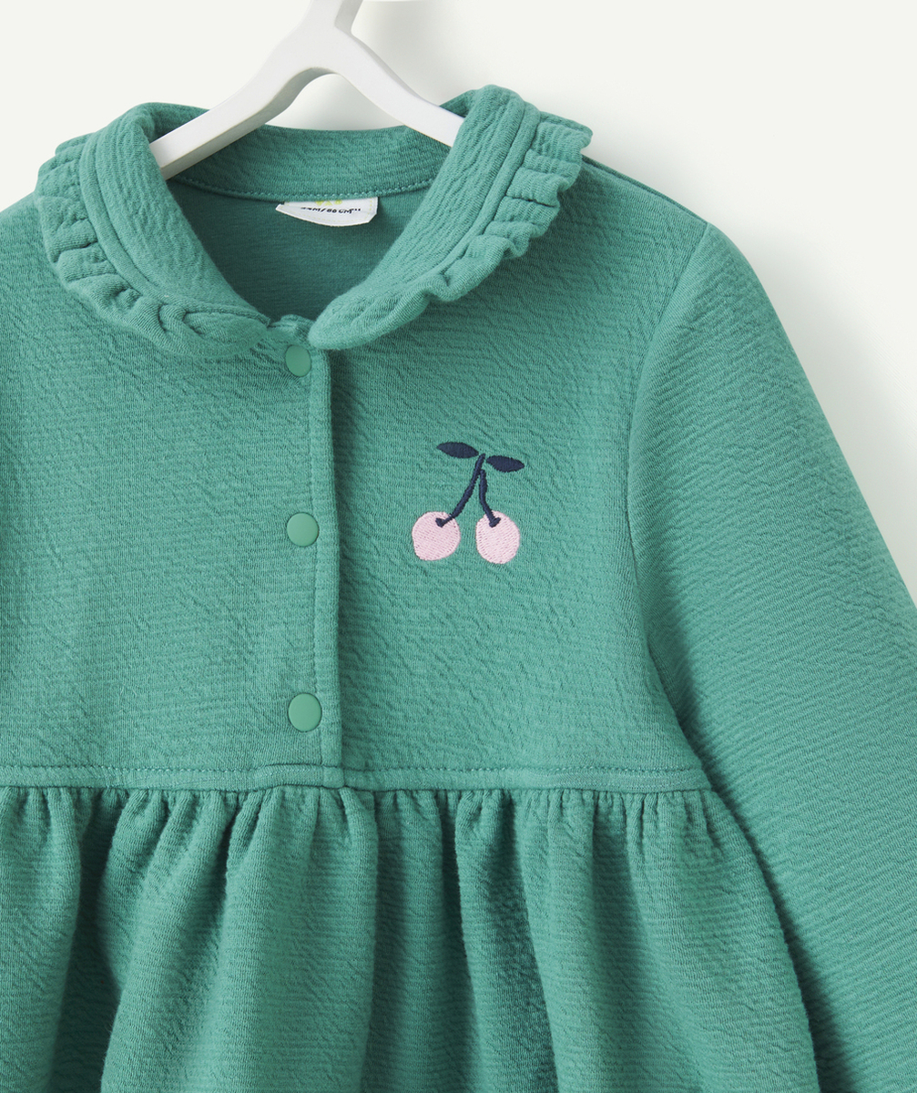 ROBE MANCHES LONGUES BÉBÉ FILLE VERTE AVEC COL CLAUDINE