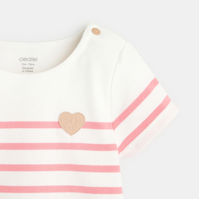 T-shirt marinière rayé rose bébé fille