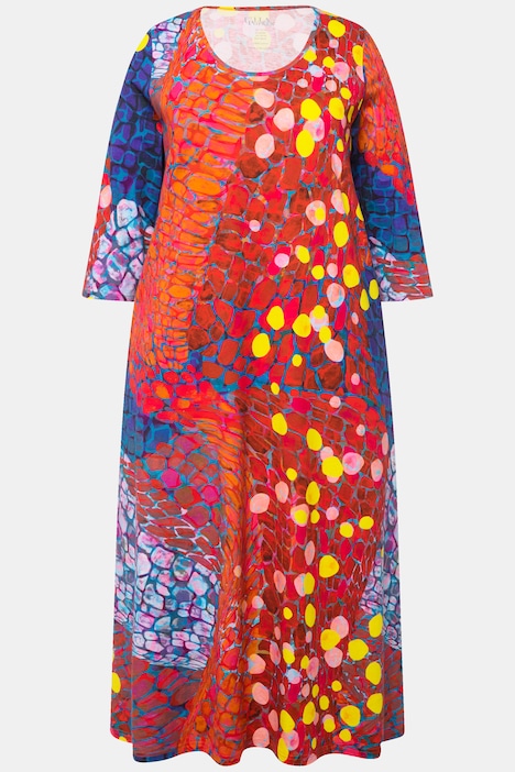 Jersey-Maxikleid, A-Linie, Rundhals, 3/4-Arm, Taschen