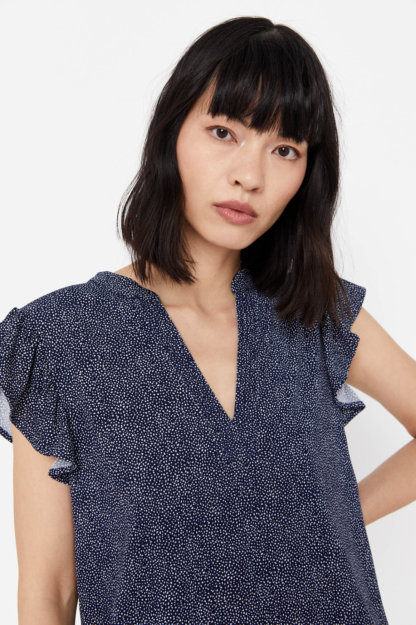 Blusa com babados estampada - Multicolorida