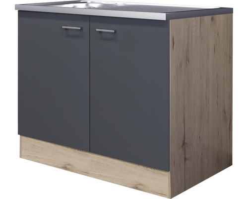 Flex Well spoelbakkast inclusief spoelbak Tiago BxDxH 100 x 60 x 85 cm basaltgrijs mat gedemonteerd