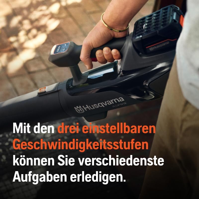 Husqvarna Akku Laubläser Aspire B8X-P4A, 3 Geschwindigkeits Stufen, abnehmbares Rohr, leichte Handhabung, (ohne Akku & Ladegerät)