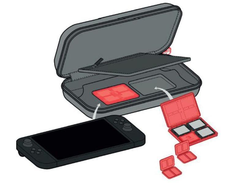 Big Ben Interactive Schutzetui Schwarz Nintendo Switch Travel Case mit Aufbewahrungsboxen