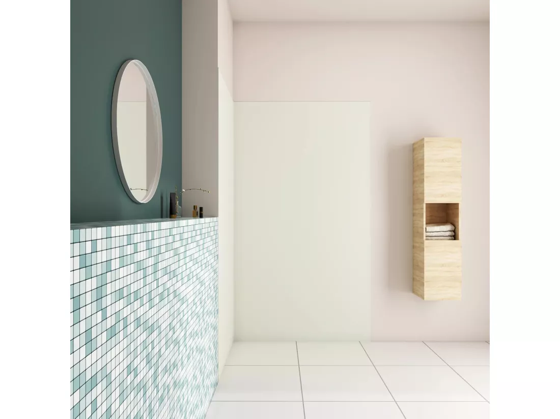 AICA Panneau mural de douche Ivoire 120x90x210cm,Panneaux muraux salle de bain habillage mural aluminium,avec 2 profilés de finition
