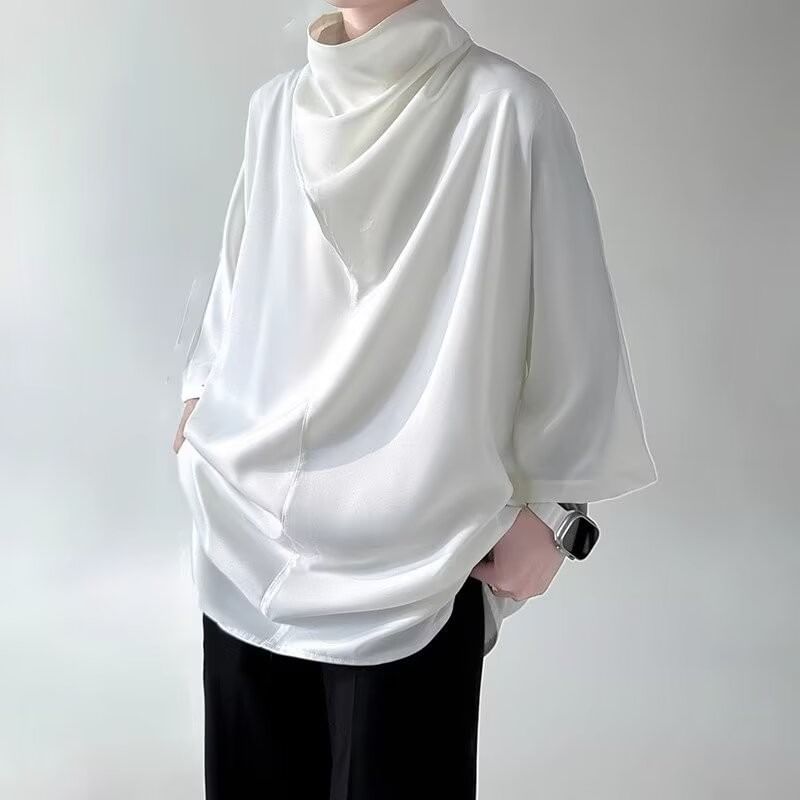 Blueforce - T-shirt met driekwartmouwen en mockneck, effen