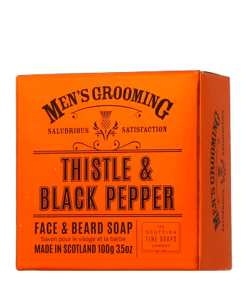 Scottish Fine Soaps Men's Grooming Thistle & Black Pepper Face & Beard Soap 100g