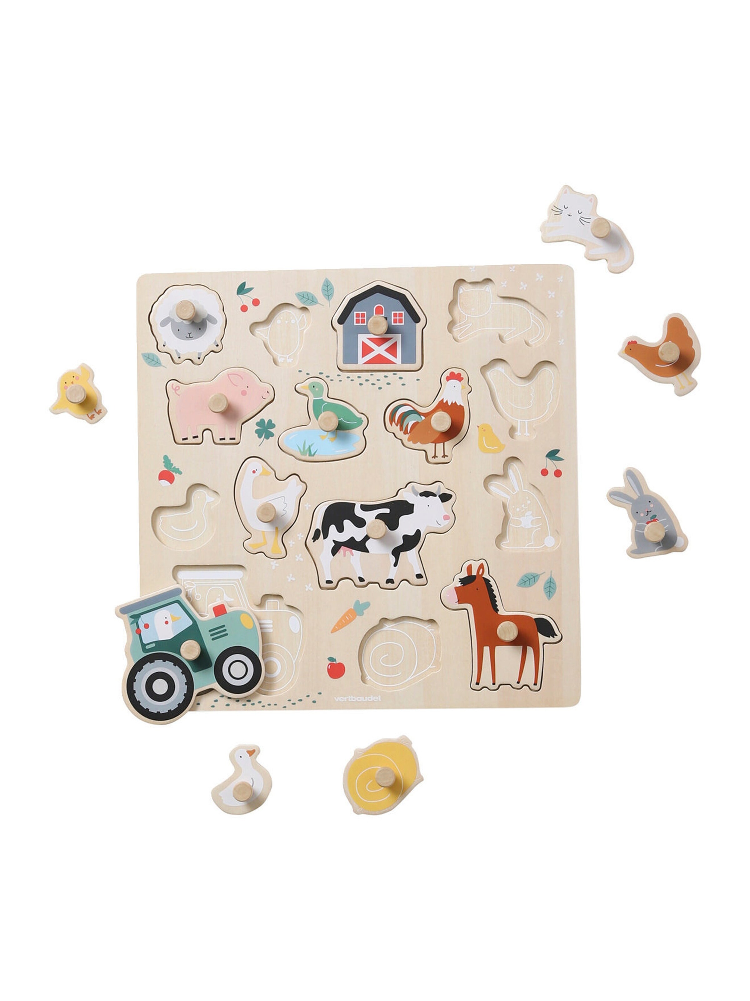 Vertbaudet Steckpuzzle LOVELY FARM, Holz FSC® beige